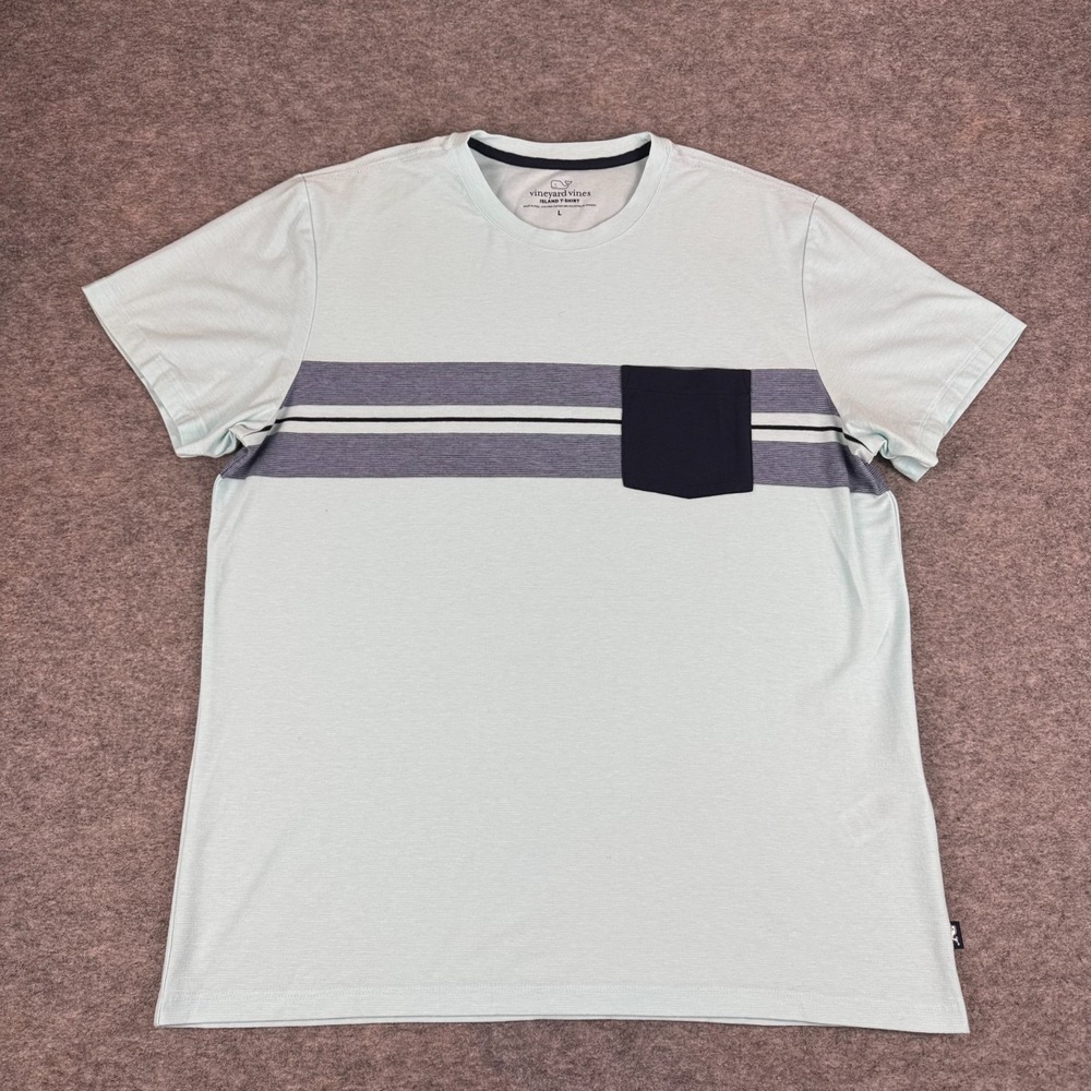 Vineyard Vines Island T-Shirt Pocket Tee Striped Pima Cotton Mens Large L